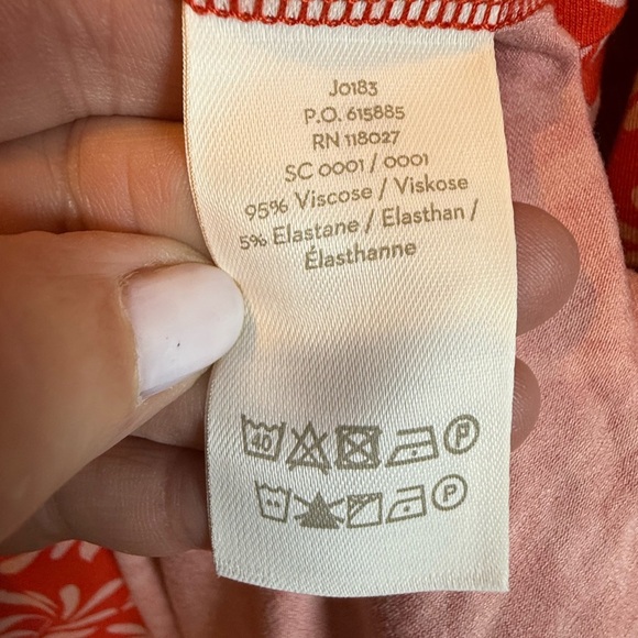 Boden Women’s Orange Wrap Knee Length Dress with Botanical Leaf Print Stretchy - Picture 9 of 12